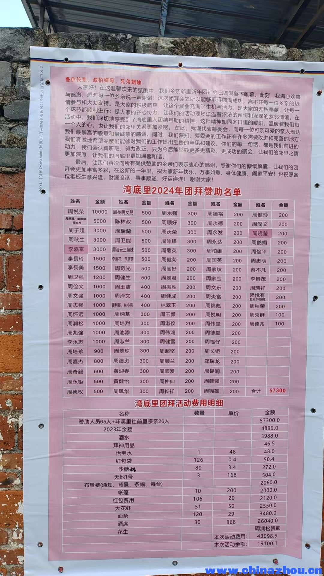 外海麻园麻三湾底里活动开支明细表