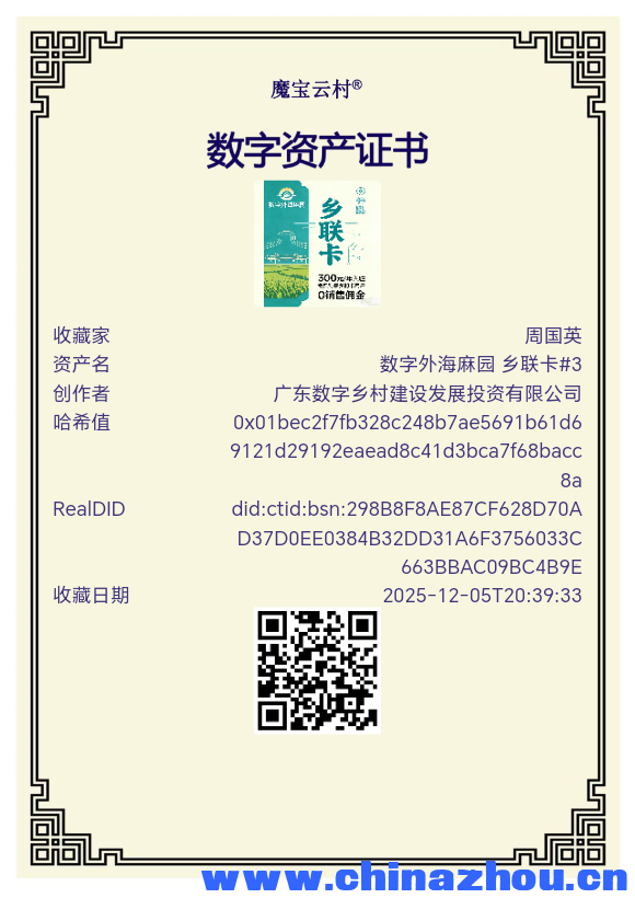 数字外海麻园乡联卡